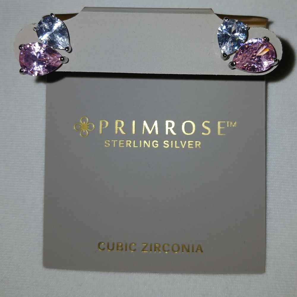 ​PRIMROSE Silver & Cubic Zirconia Stud Earrings